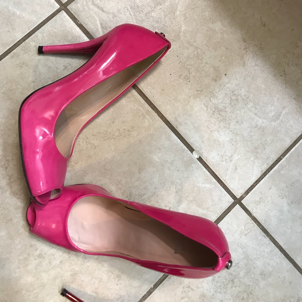 Hot Pink Stuart Weitzman Peep Toe Heels